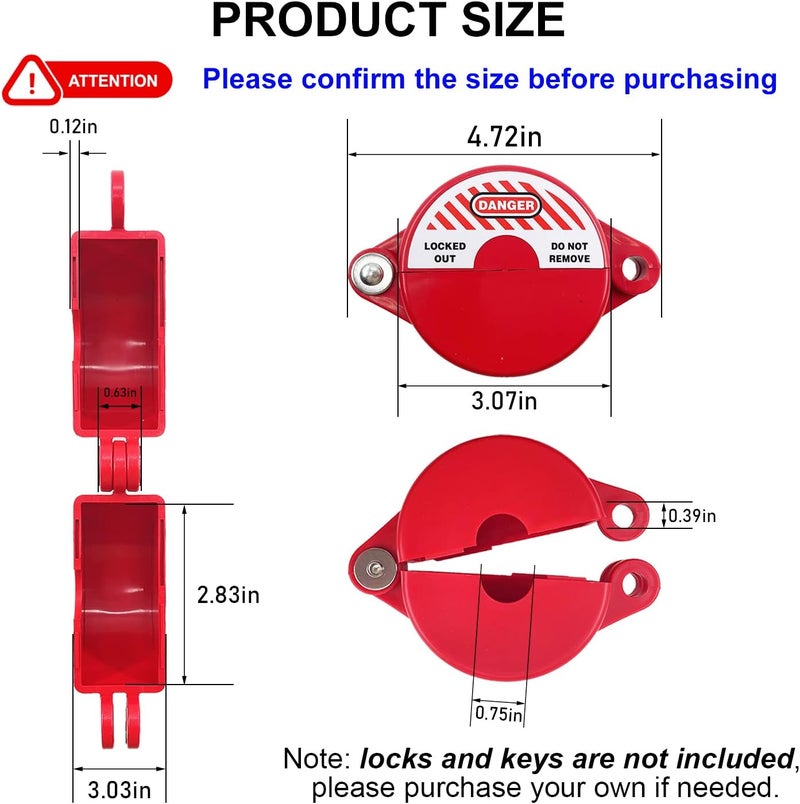 Young Dance Gate Valve Lockout Device | 1 to 2-1/2 Inch Dia | 2 Pack | Hose Bib, Gas, Propane Tank, Water Spigot and Faucet Locks Outdoor | Red for Professional and Industrial Use - Image 2